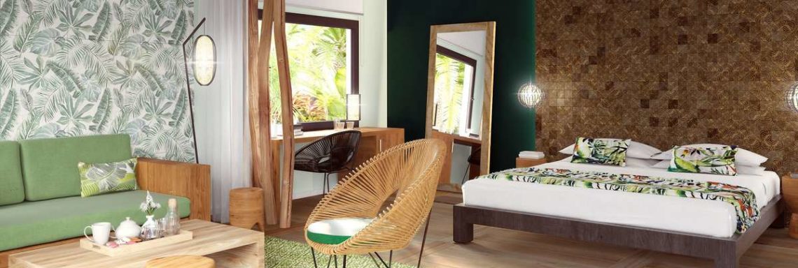 Club Med Miches Playa Esmeralda, en République Dominicaine - Vue du salon et de la chambre d'une chambre Deluxe